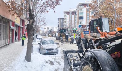Van’da park edilen araçlar karla mücadeleyi kilitledi